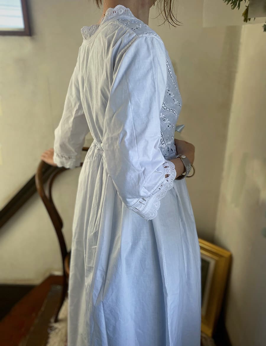 フランスアンティークナイトドレスアンティークレースワンピース