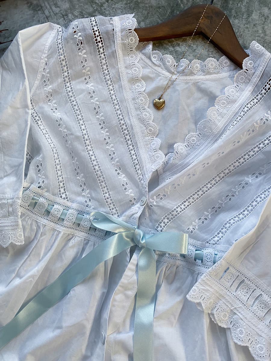 フランスアンティークナイトドレスアンティークレースワンピース