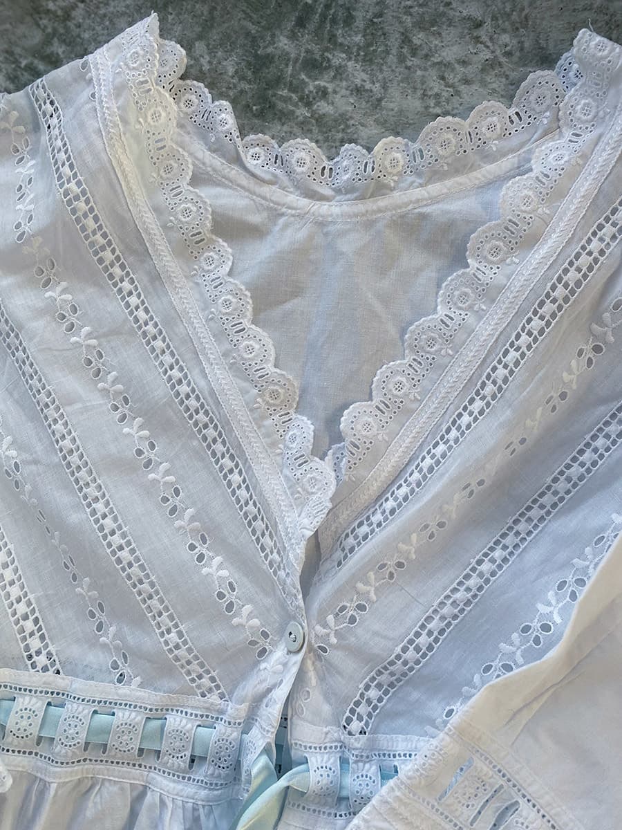 フランスアンティークナイトドレスアンティークレースワンピース