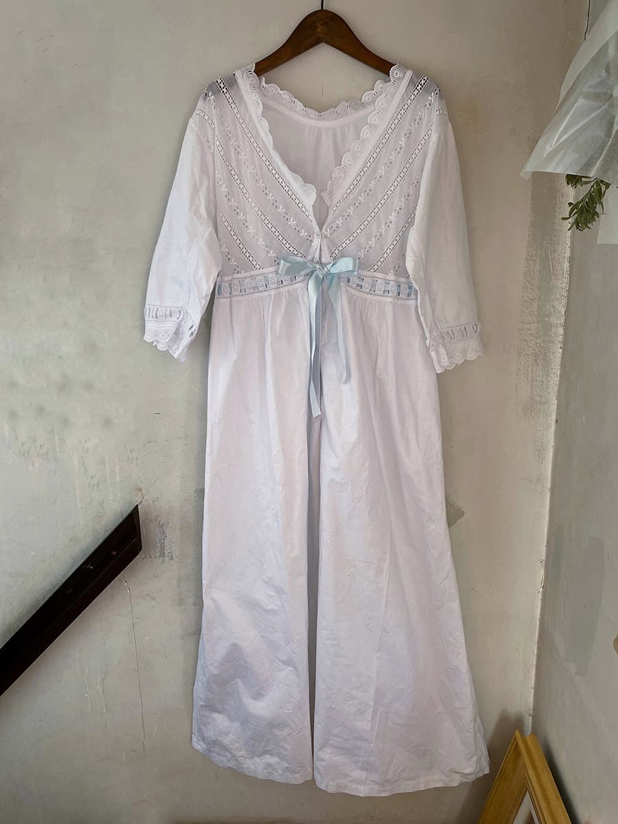 フランスアンティークナイトドレスアンティークレースワンピース