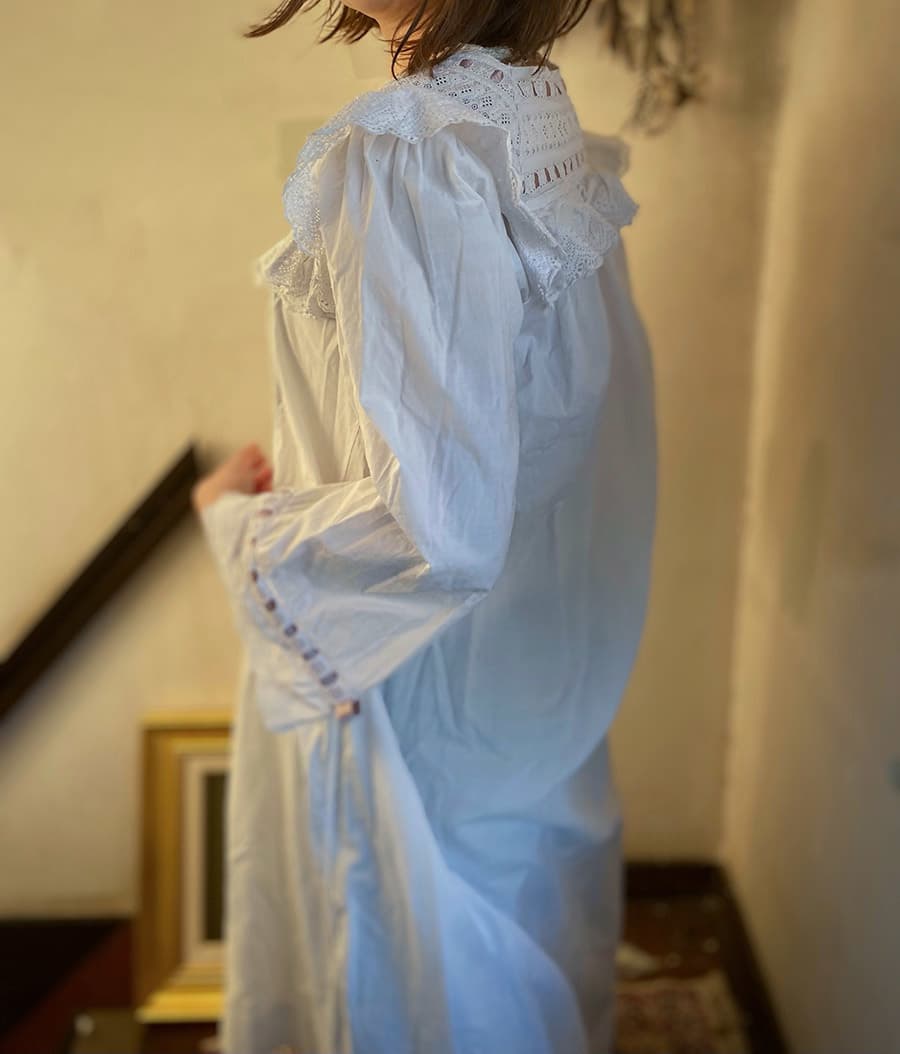 フランスアンティークナイトドレスアンティークレースワンピース