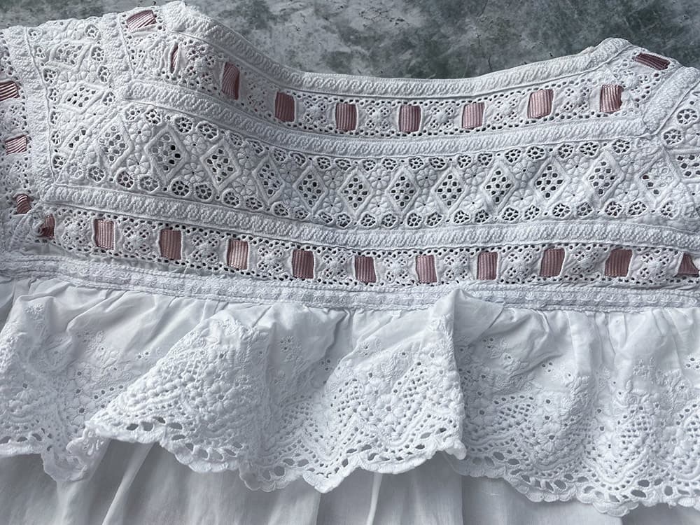 フランスアンティークナイトドレスアンティークレースワンピース