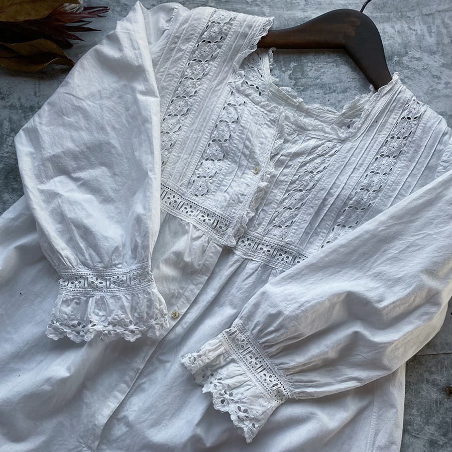 フランスアンティークナイトドレスアンティークレースワンピース