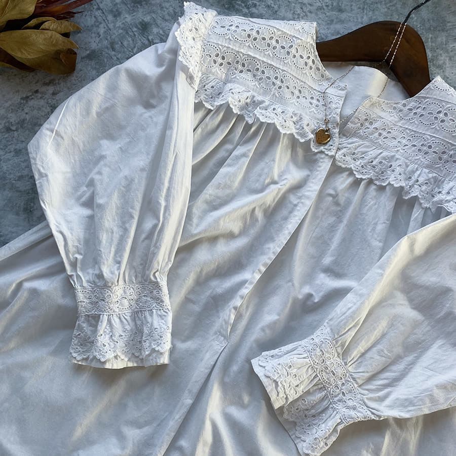 フランスアンティークナイトドレスアンティークレースワンピース