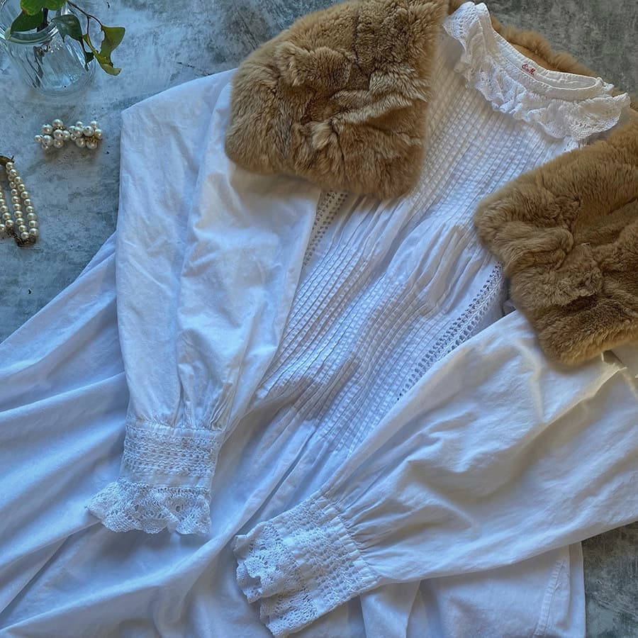 アンティークピンタックレースワンピース