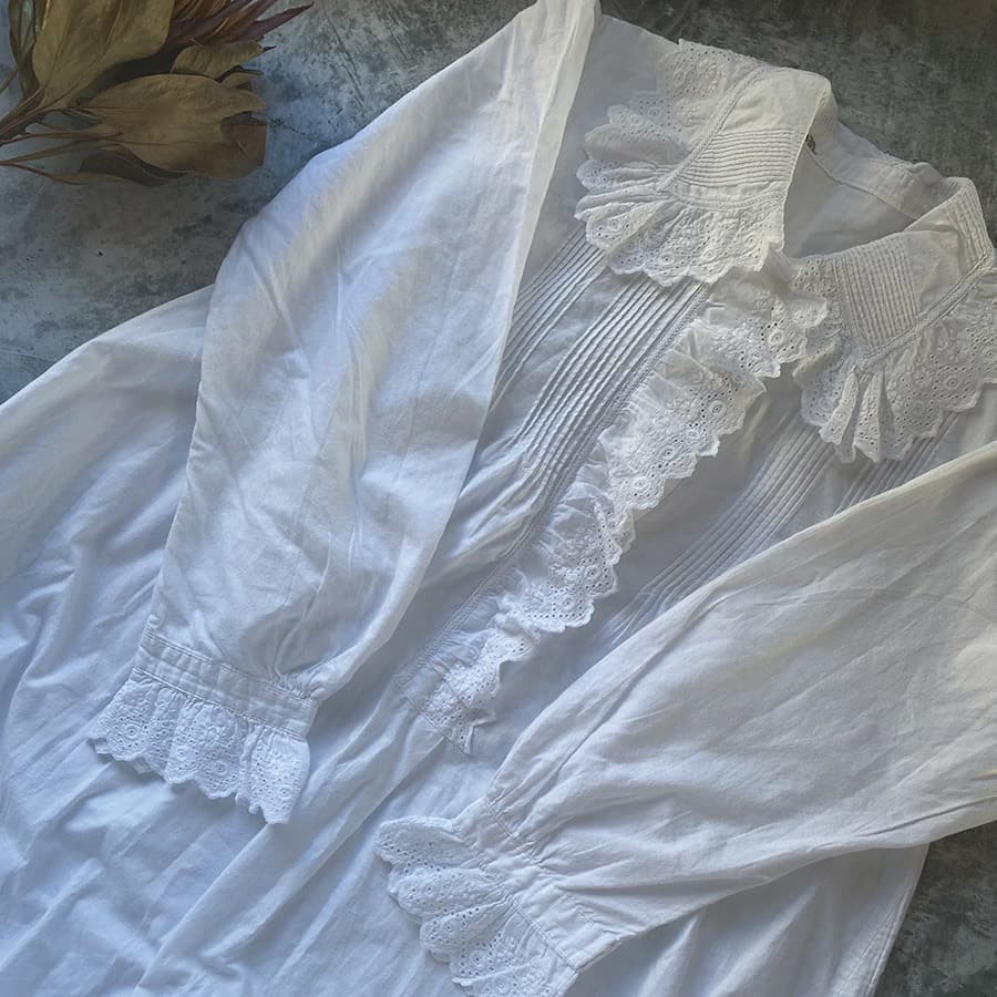 フランスアンティークナイトドレスアンティークレースワンピース