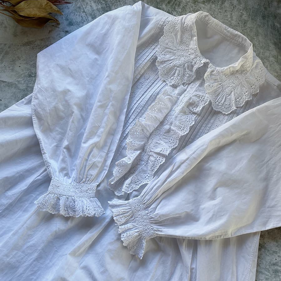 フランスアンティークナイトドレスアンティークレースワンピース
