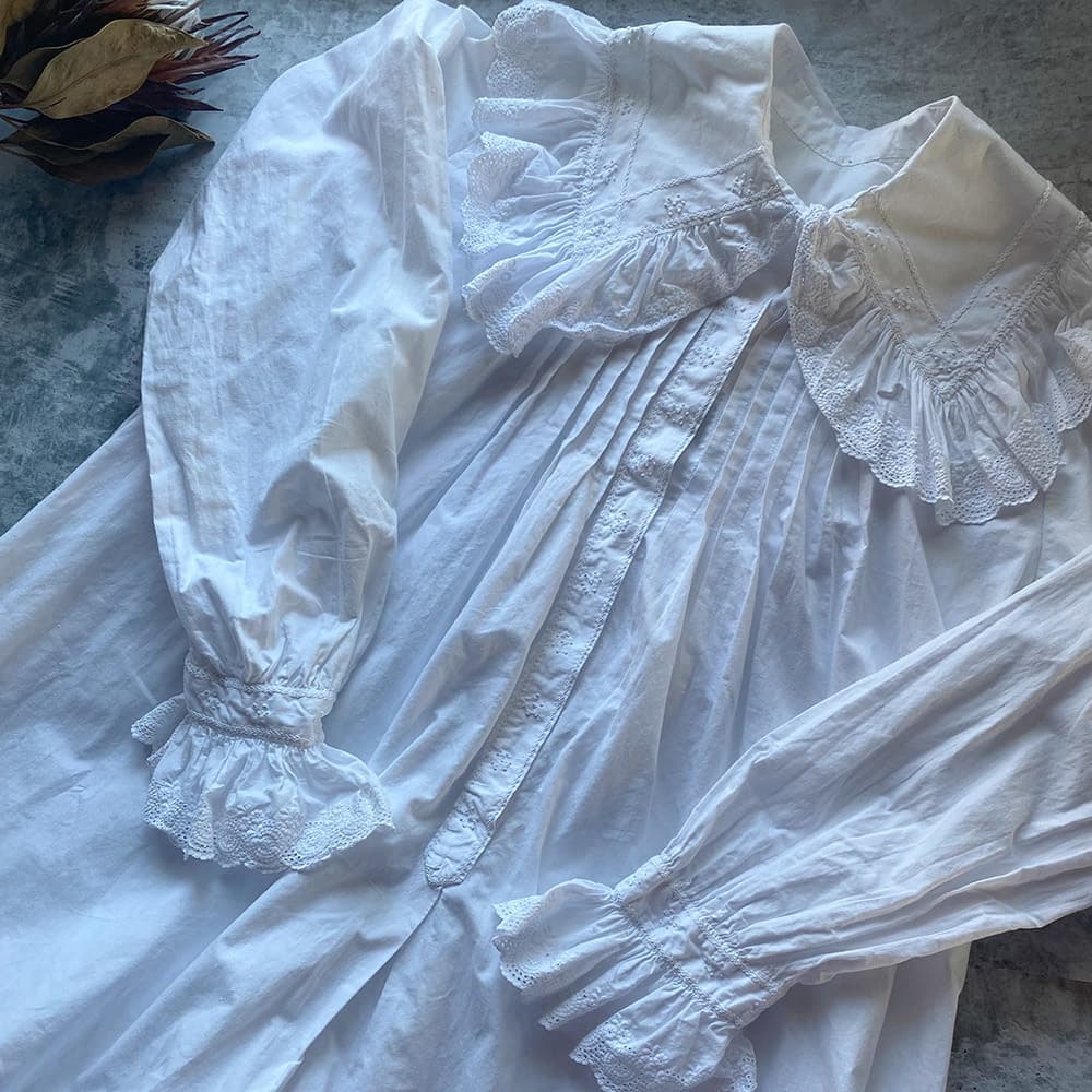 フランスアンティークナイトドレスアンティークレースワンピース