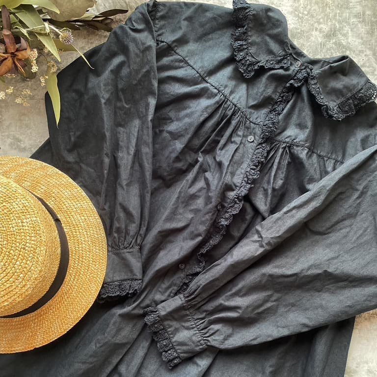 フランスアンティークナイトドレスブラック