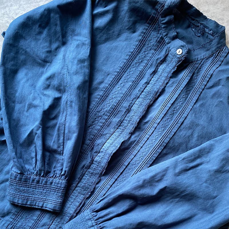 アンティークコットンブラウスネイビー