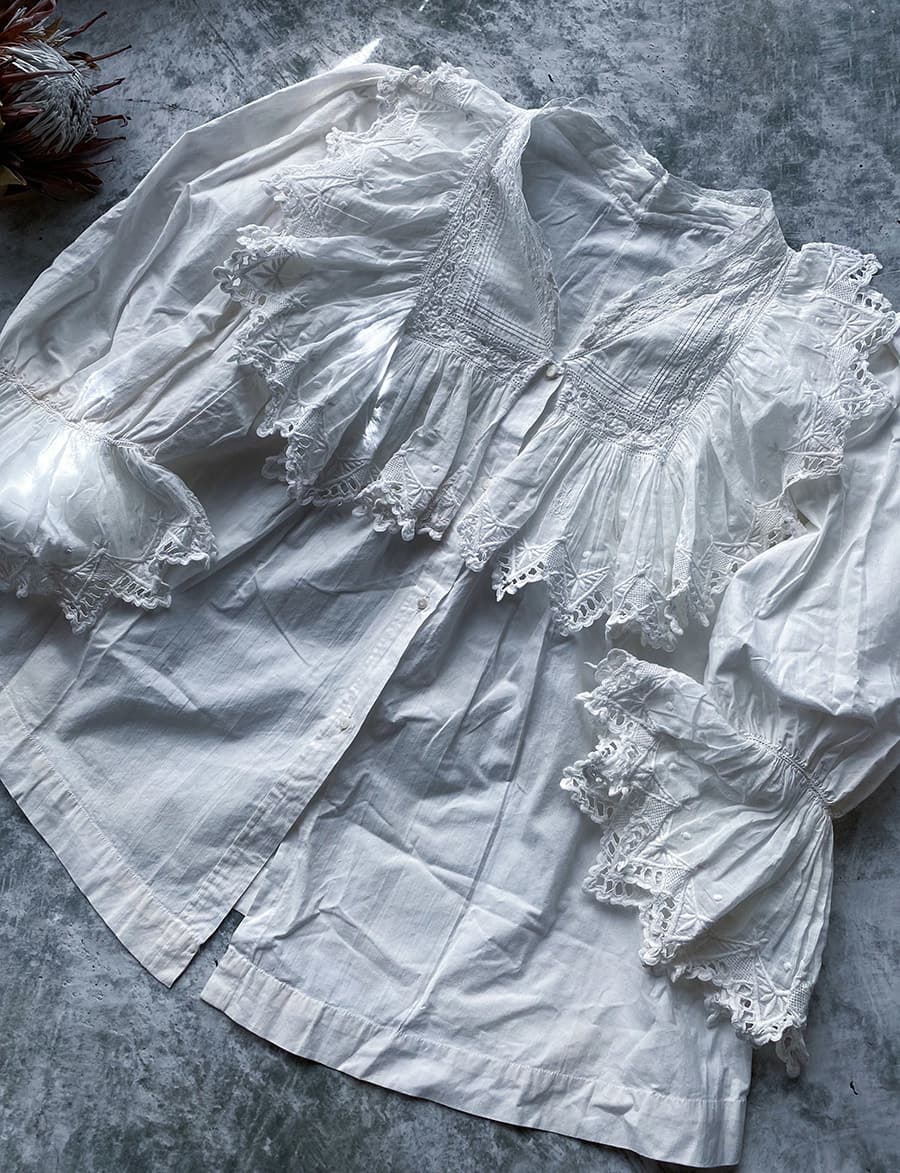 フランスアンティークブラウスフリルレースブラウス