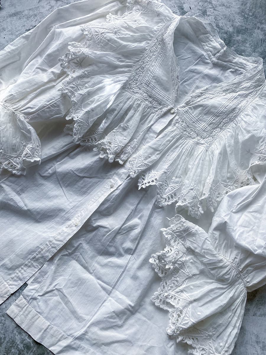 フランスアンティークブラウスフリルレースブラウス