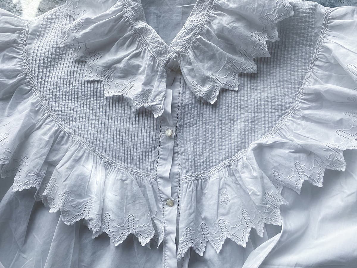 フランスアンティークブラウスフリルレースブラウス
