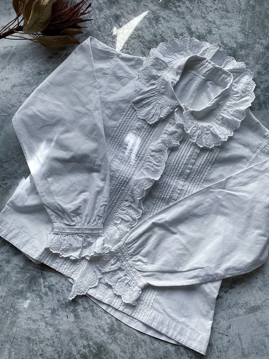 フランスアンティークブラウスフリルレースブラウス