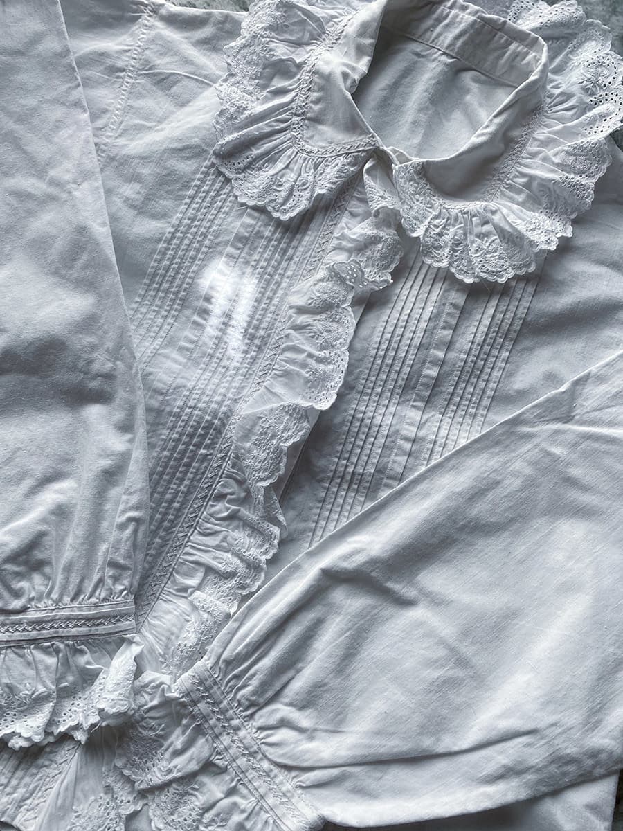 フランスアンティークブラウスフリルレースブラウス