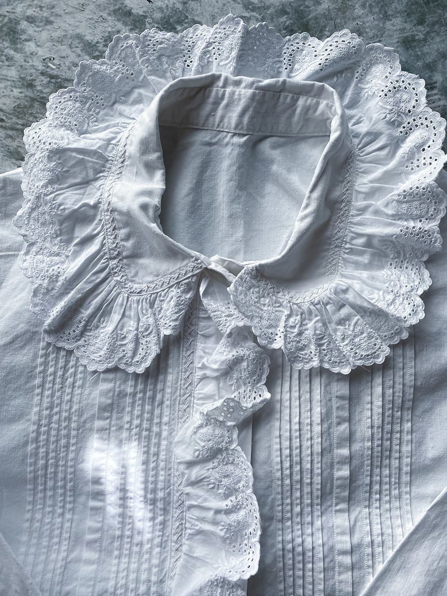 フランスアンティークブラウスフリルレースブラウス