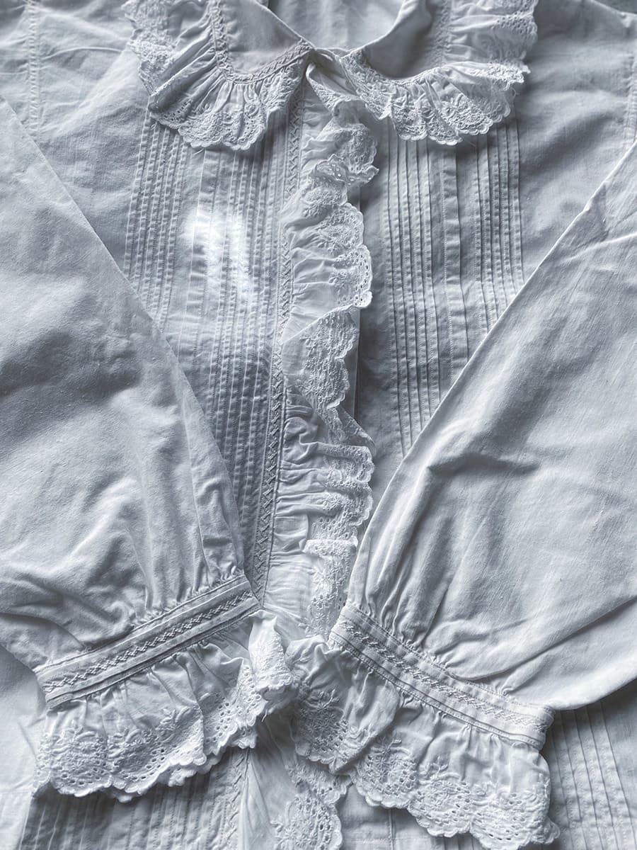 フランスアンティークブラウスフリルレースブラウス