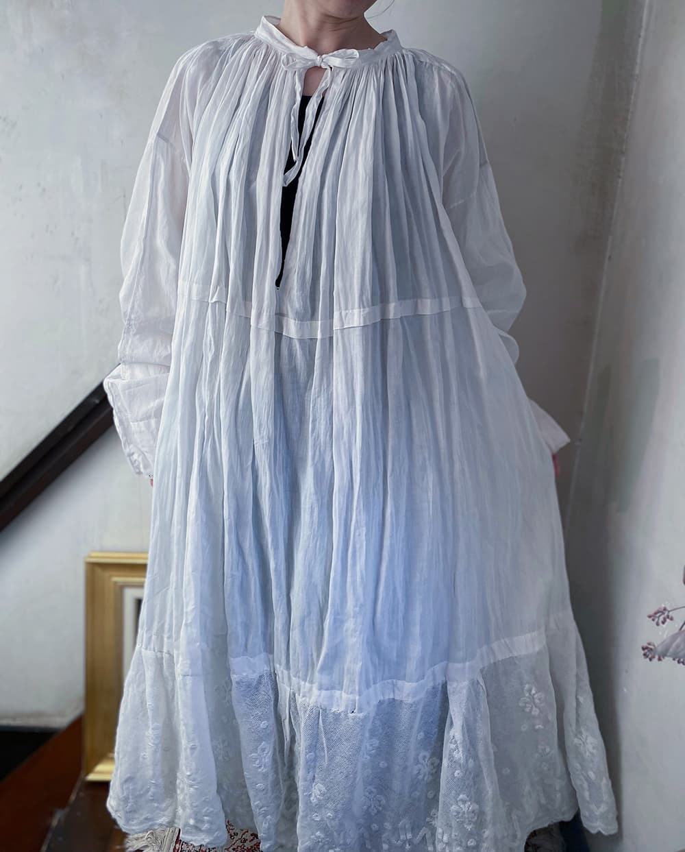 フランスアンティークチャーチスモックヴィンテージ チャーチドレスchurchsmock