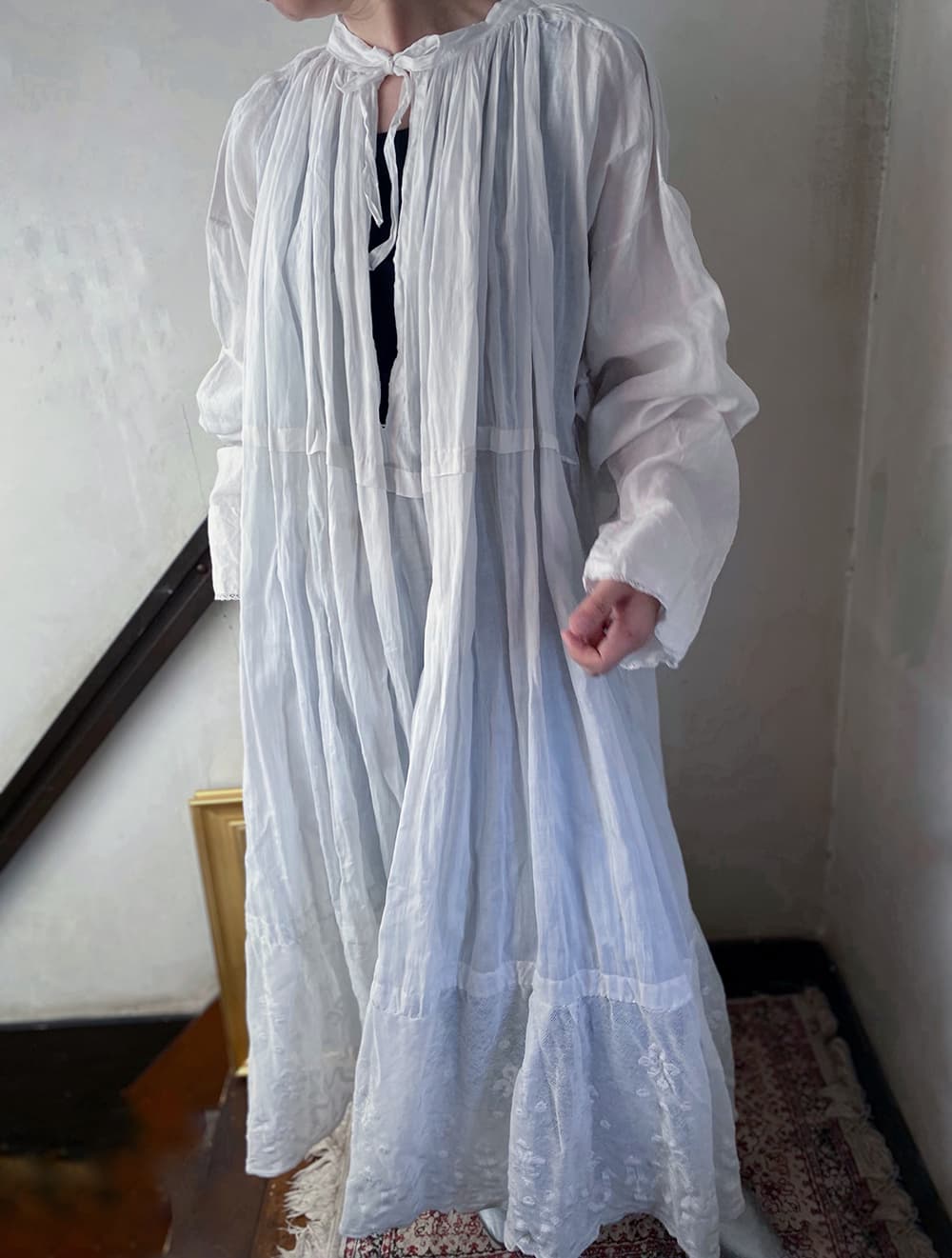 フランスアンティークチャーチスモックヴィンテージ チャーチドレスchurchsmock