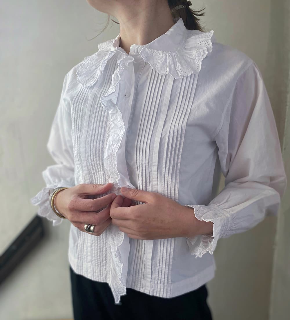 フランスアンティークブラウスフリルレースブラウス