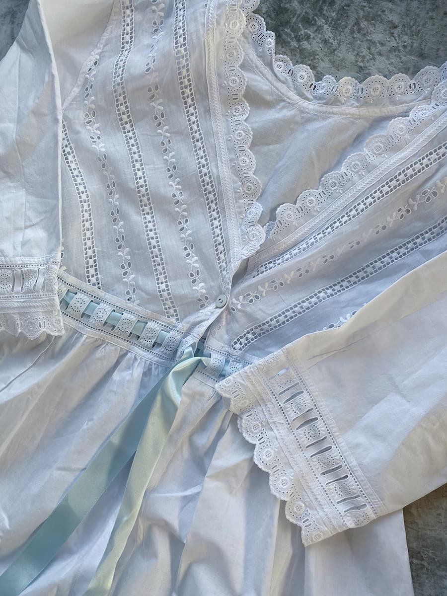 フランスアンティークナイトドレスアンティークレースワンピース