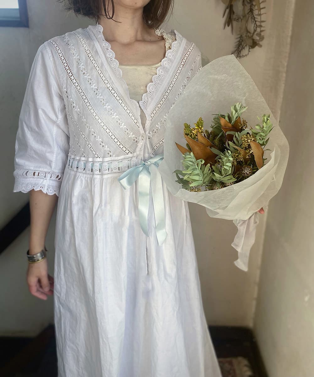 フランスアンティークナイトドレスアンティークレースワンピース