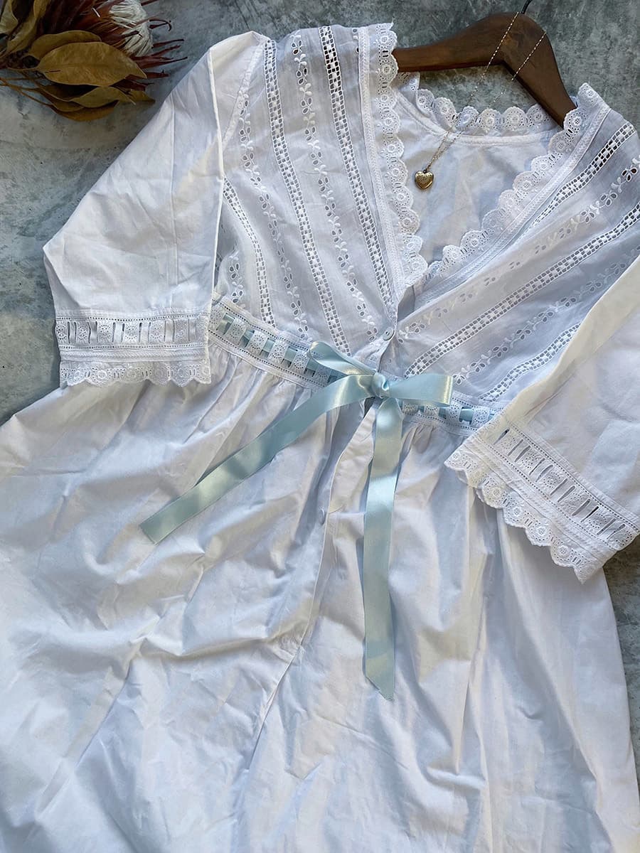 フランスアンティークナイトドレスアンティークレースワンピース