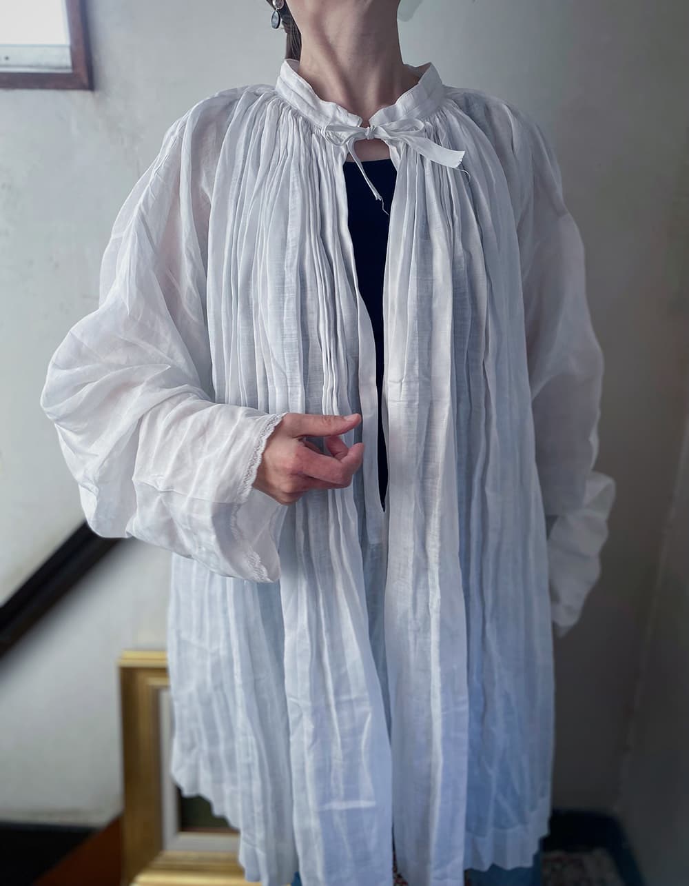 フランスアンティークチャーチスモックヴィンテージ チャーチドレスchurchsmock