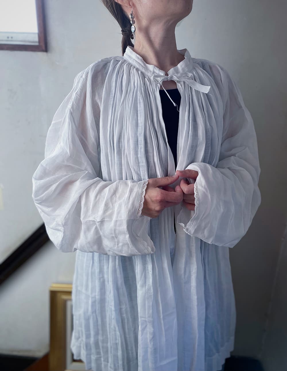 フランスアンティークチャーチスモックヴィンテージ チャーチドレスchurchsmock