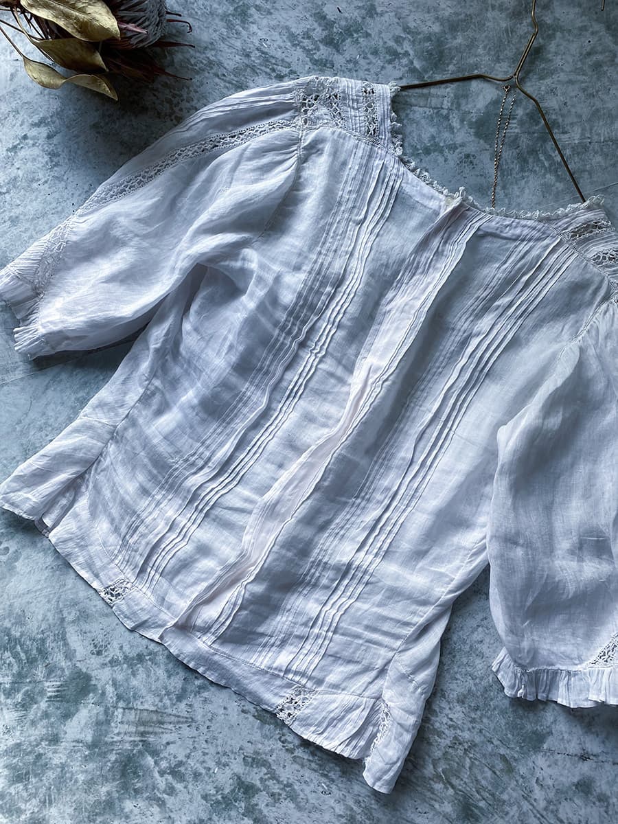 フランスアンティークブラウスフリルレースブラウス