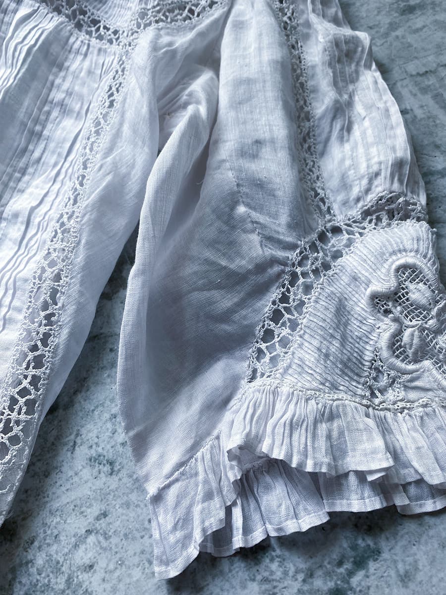 フランスアンティークブラウスフリルレースブラウス