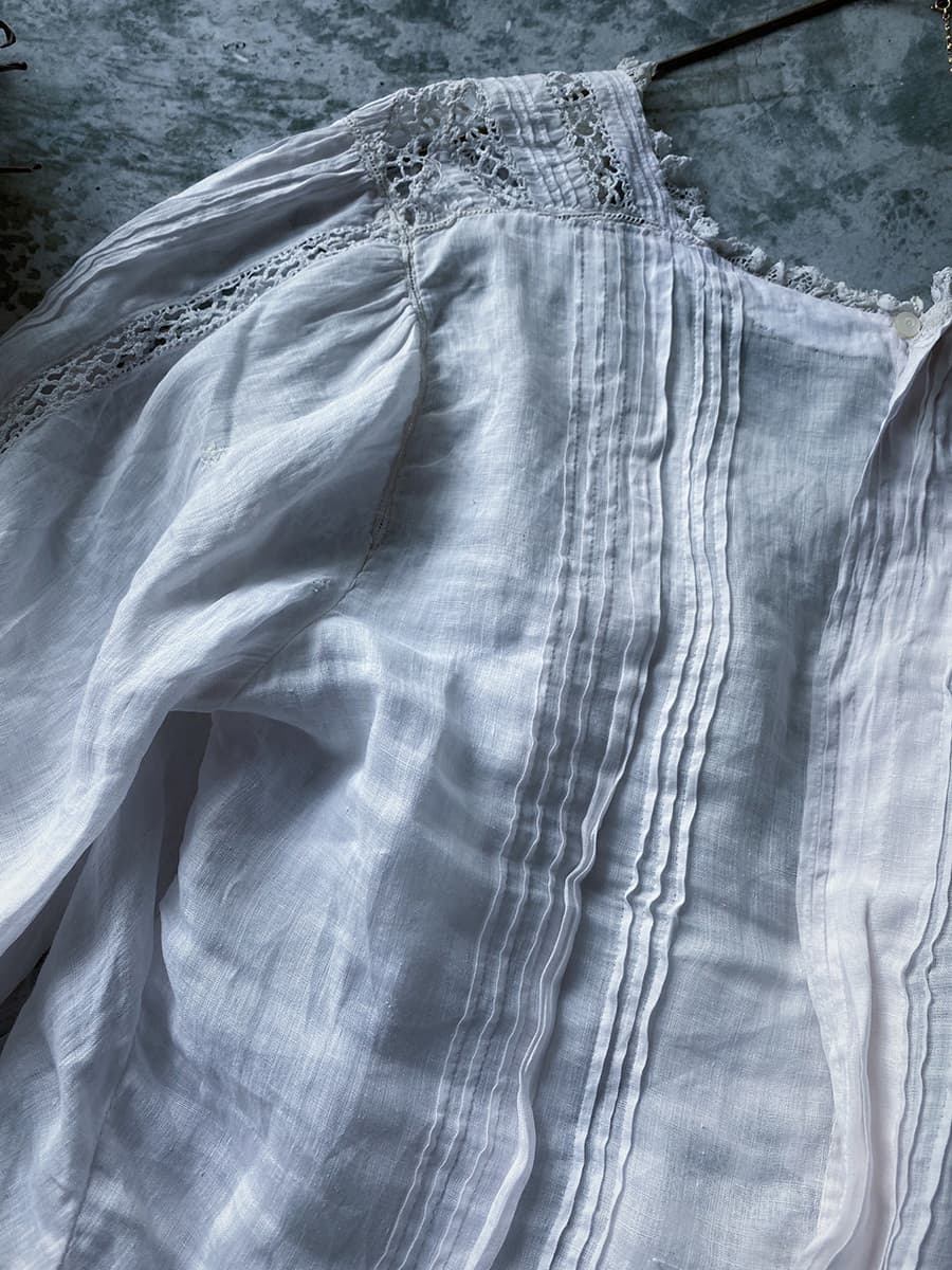 フランスアンティークブラウスフリルレースブラウス