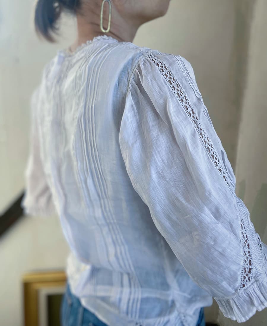 フランスアンティークブラウスフリルレースブラウス
