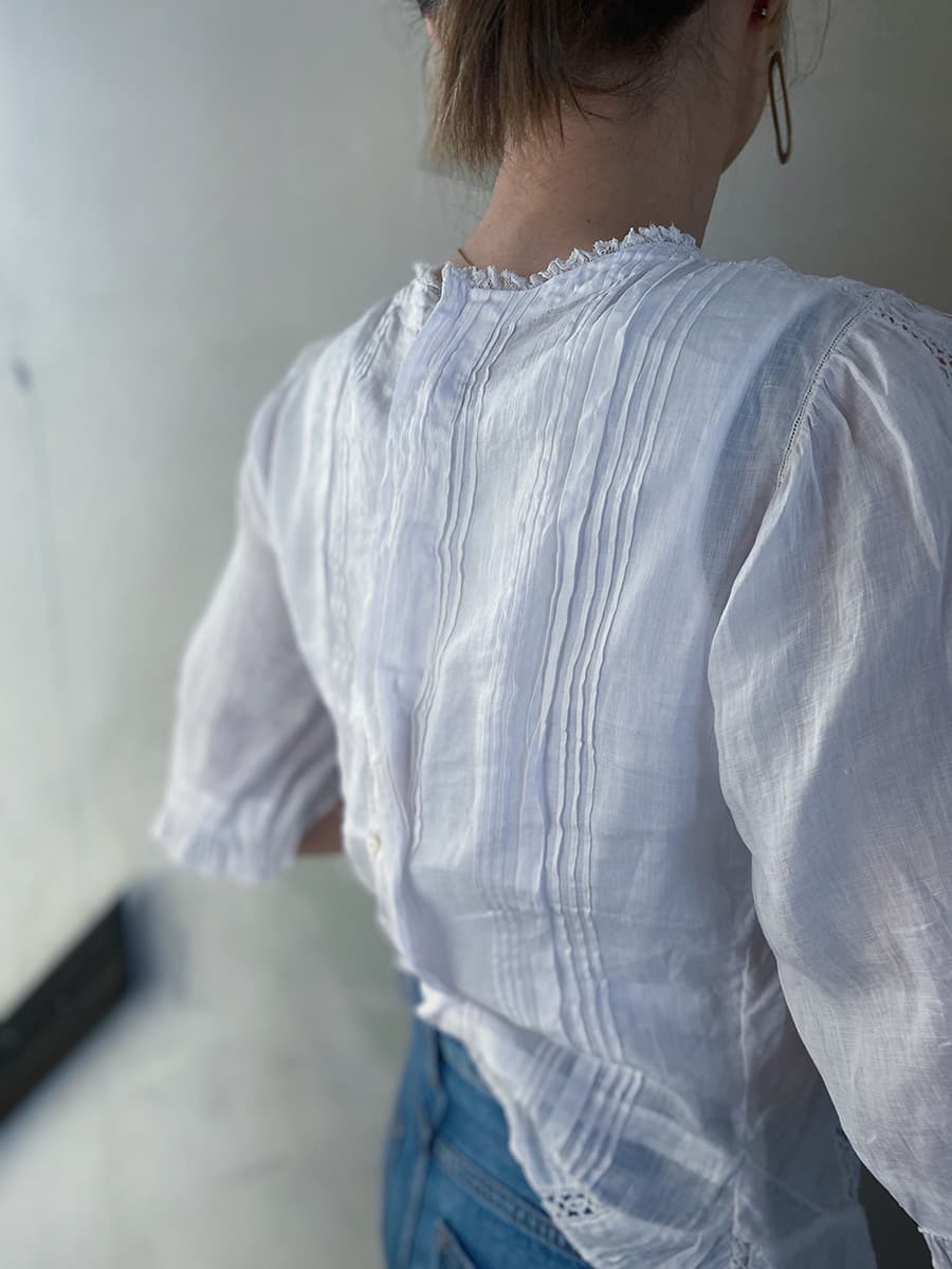 フランスアンティークブラウスフリルレースブラウス