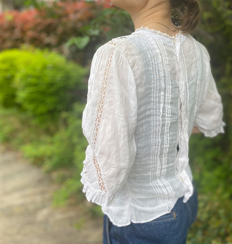フランスアンティークブラウスフリルレースブラウス