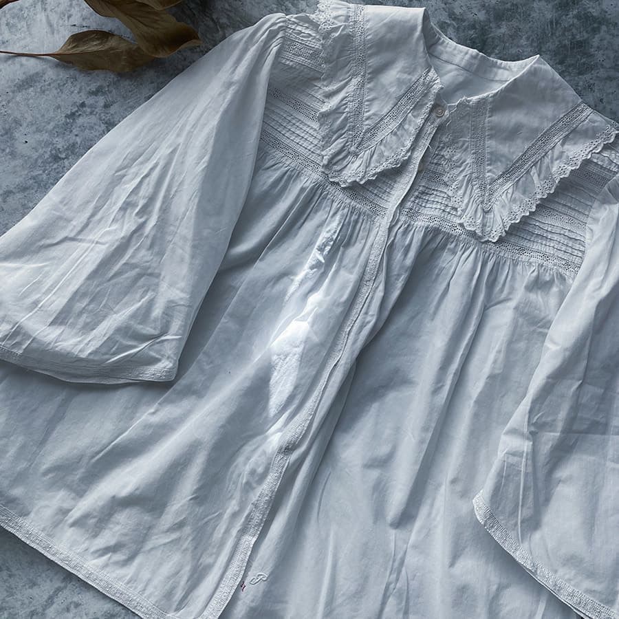 フランスアンティークフリルレースブラウス