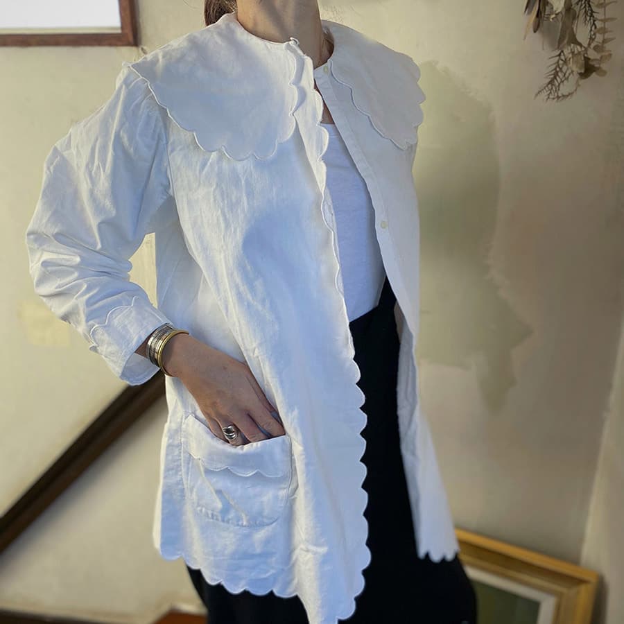 アンティークフランスコットンローブ