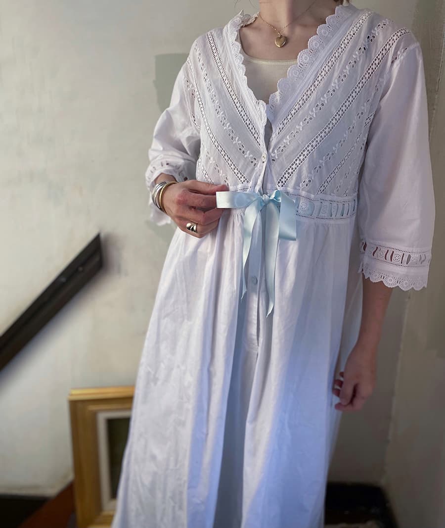 フランスアンティークナイトドレスアンティークレースワンピース