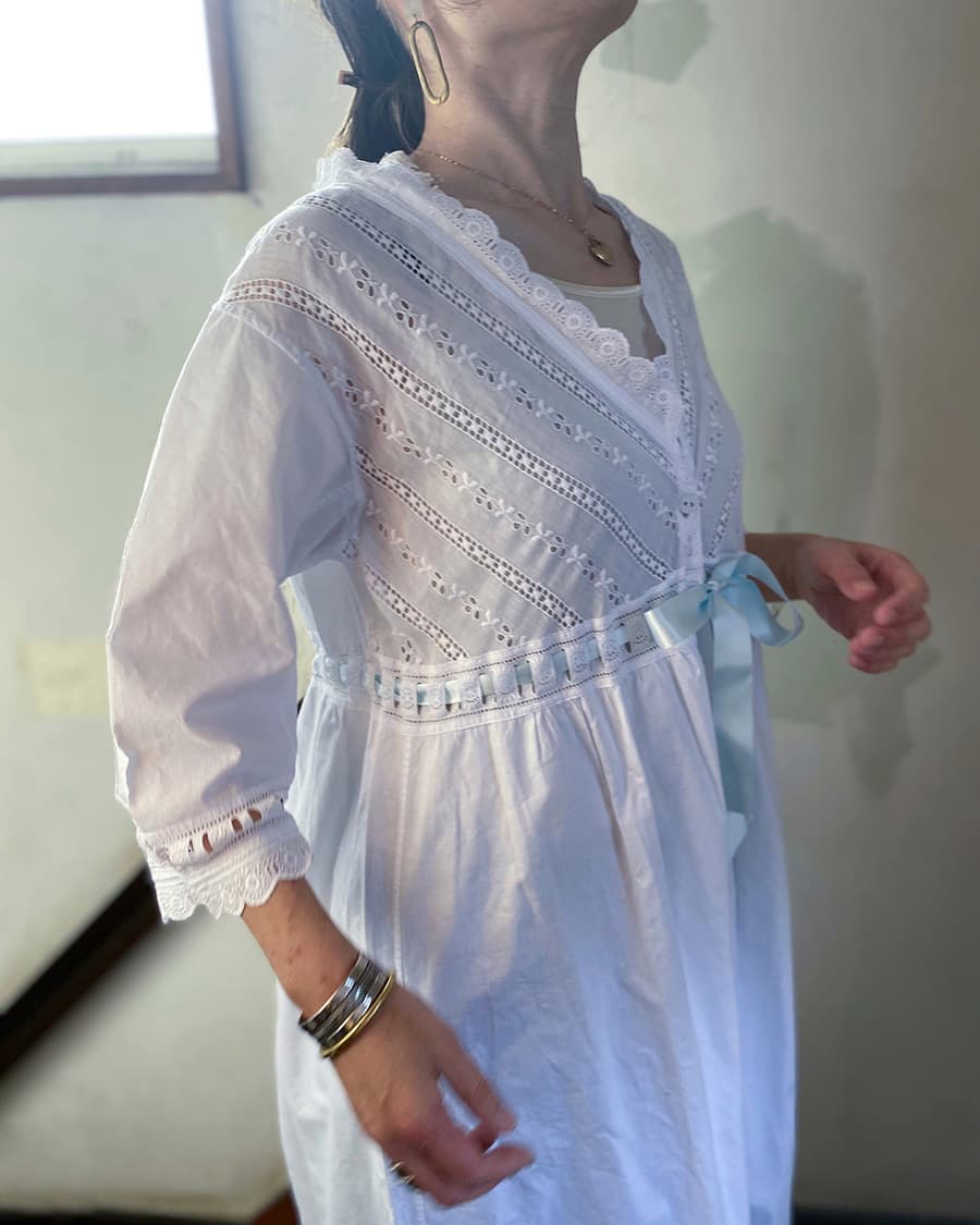 フランスアンティークナイトドレスアンティークレースワンピース