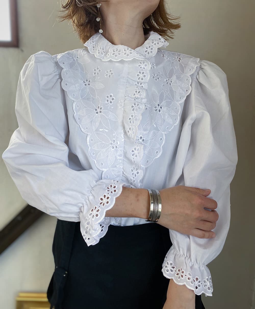 フランスヴィンテージブラウスパフスリーブブラウス