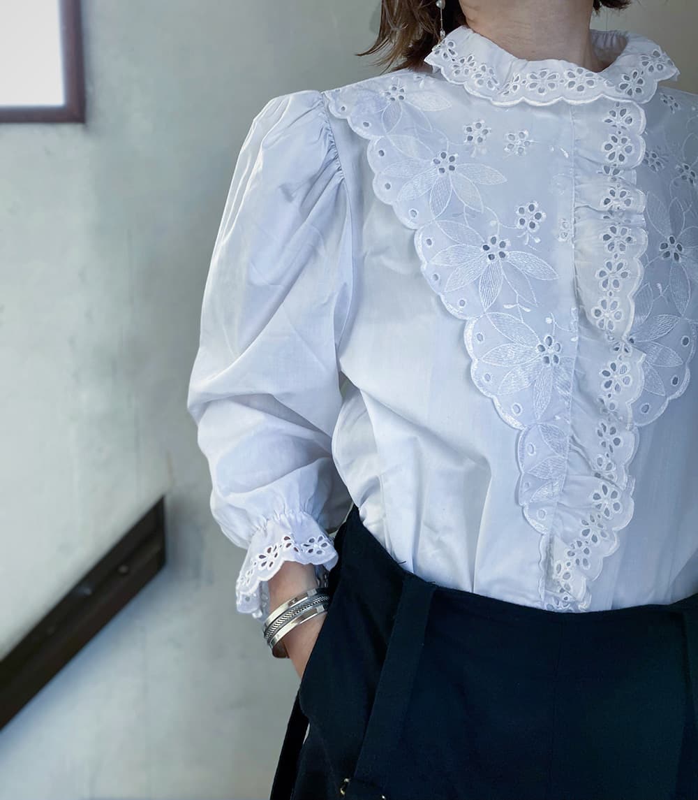 フランスヴィンテージブラウスパフスリーブブラウス