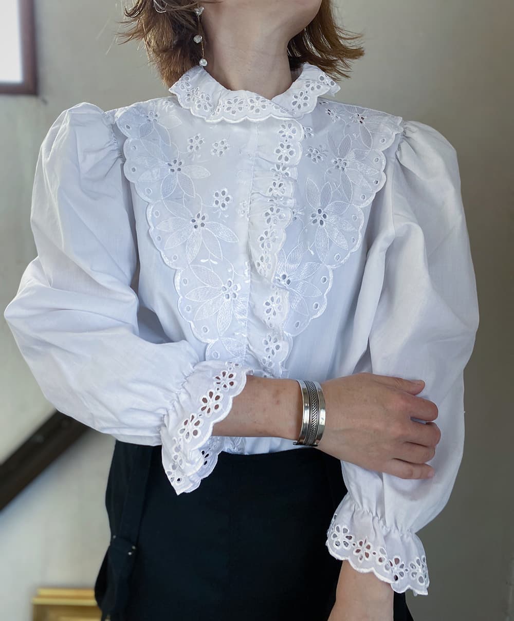 フランスヴィンテージブラウスパフスリーブブラウス