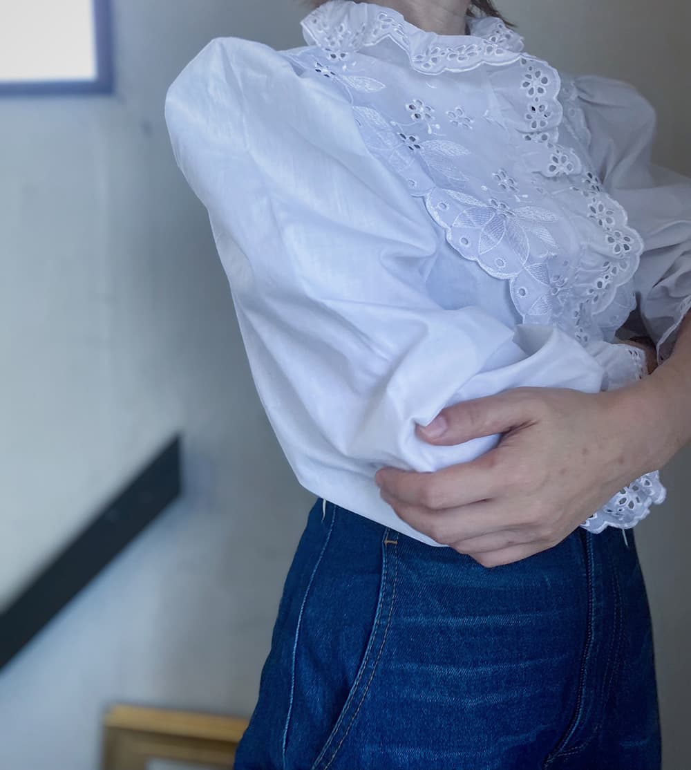 フランスヴィンテージブラウスパフスリーブブラウス