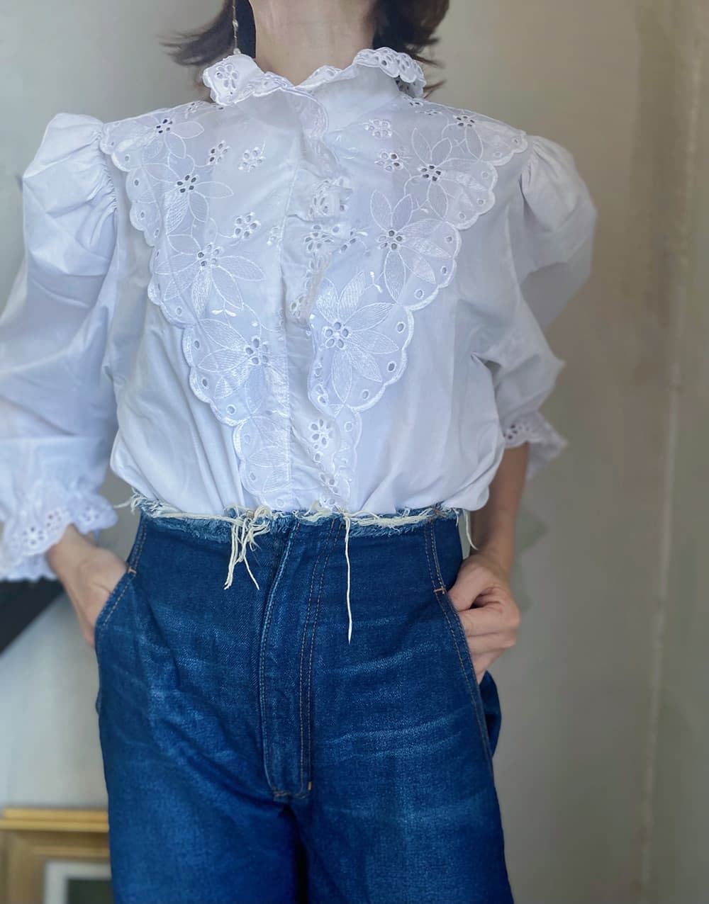 フランスヴィンテージブラウスパフスリーブブラウス