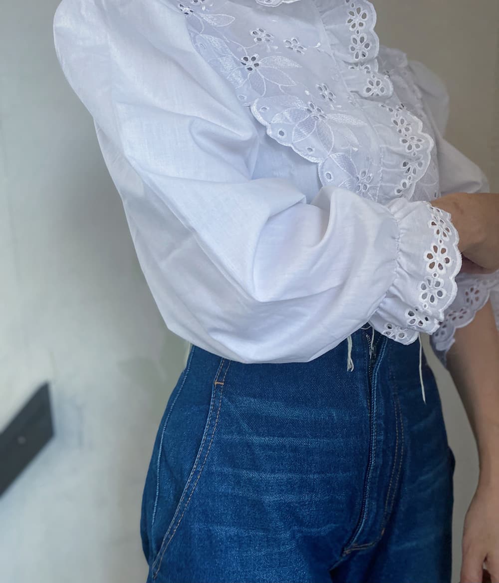 フランスヴィンテージブラウスパフスリーブブラウス
