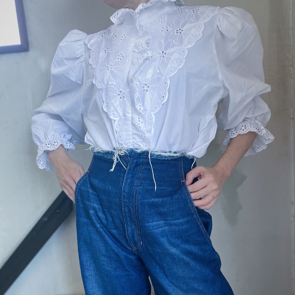 フランスヴィンテージブラウスパフスリーブブラウス