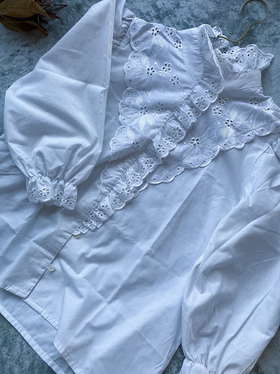 フランスヴィンテージブラウスパフスリーブブラウス