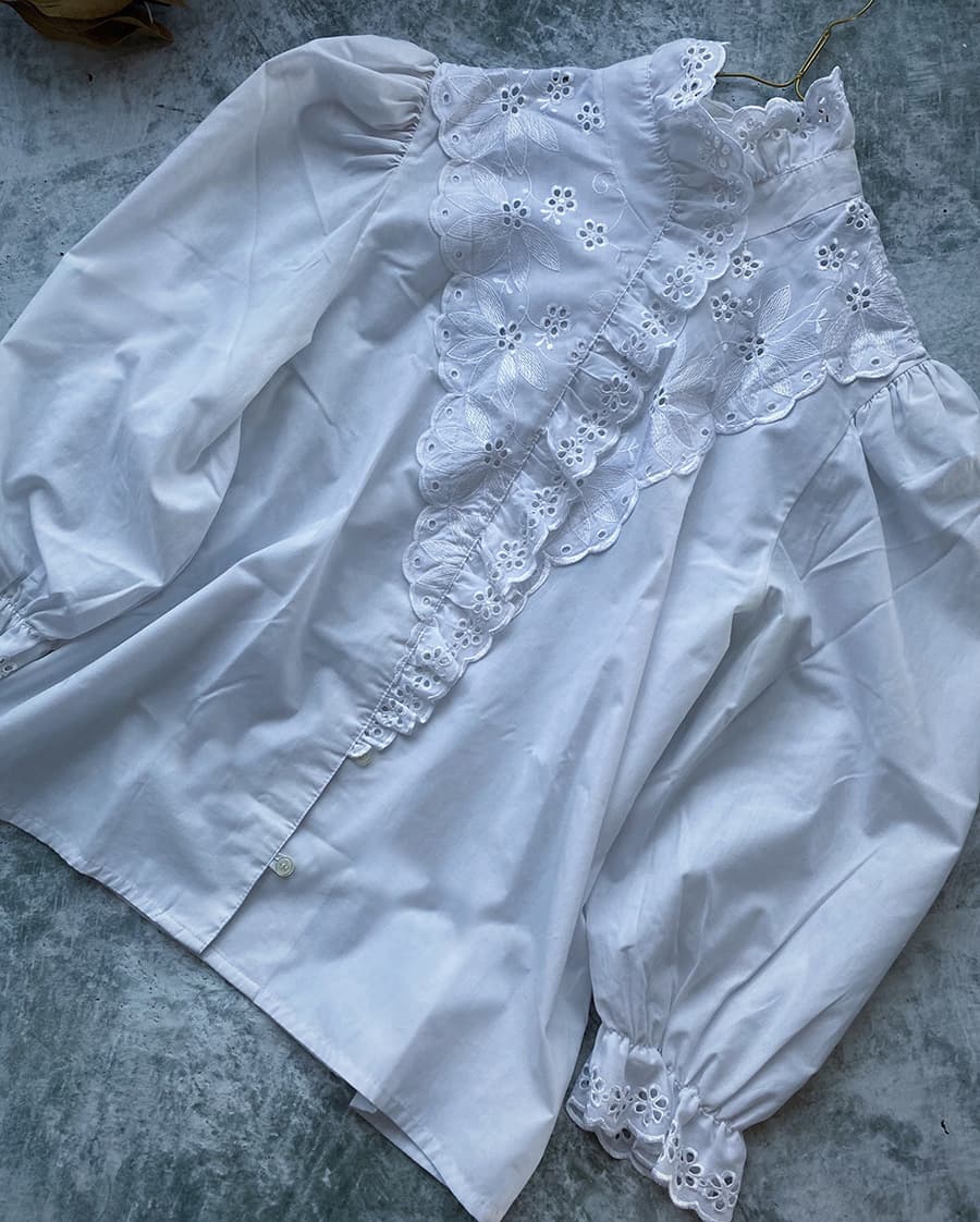 フランスヴィンテージブラウスパフスリーブブラウス