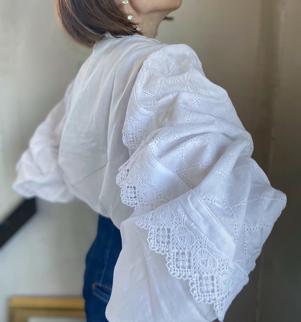 フランスヴィンテージブラウスパフスリーブブラウス