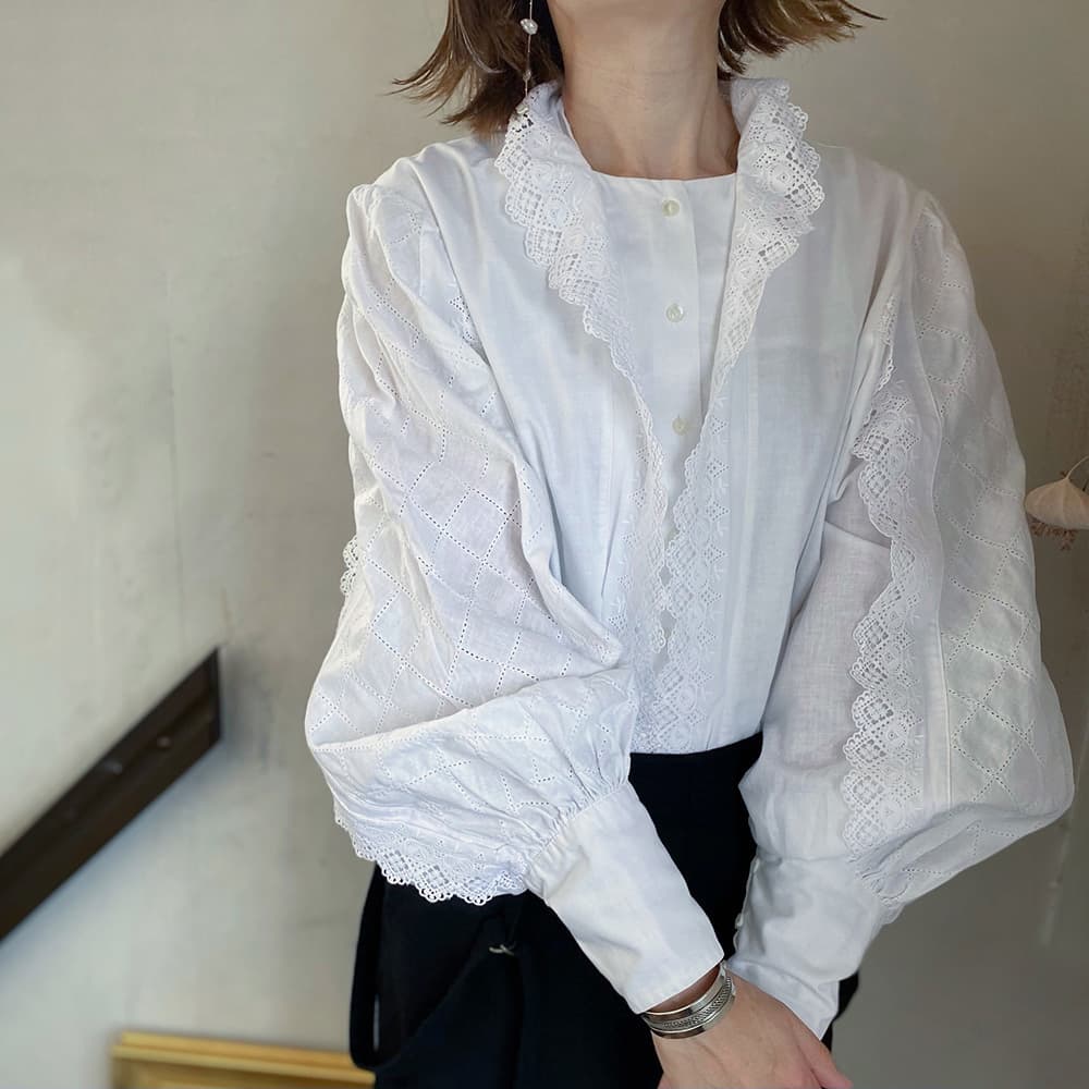 フランスヴィンテージブラウスパフスリーブブラウス